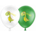 White & Green Dinosaur 12-Inch Latex Balloons, 8 Pack
