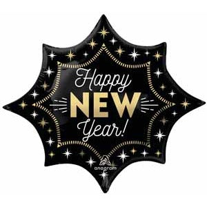 Happy New Year Glam Burst 35-Inch Foil Balloon