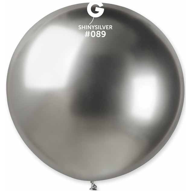 Gemar 31" Shiny Silver #089 Latex Balloon, 1 Count