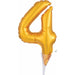 Gold Number 4 Balloon Cake Pick, 6 Inch