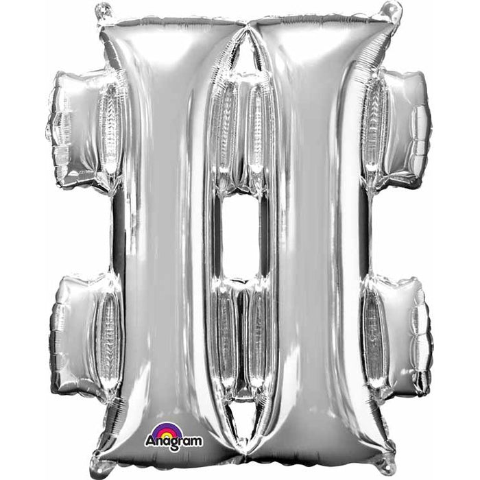 Giant Silver Hashtag Foil Balloon, 33 Inch