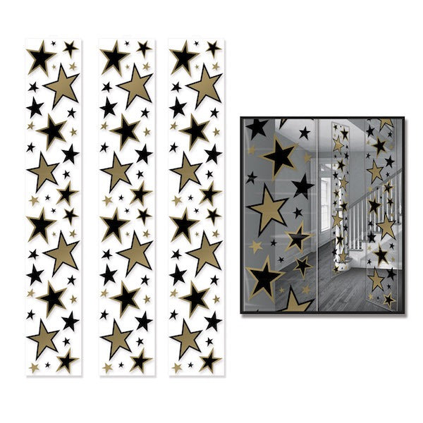 Black & Gold Star Party Panels, 3 Pack