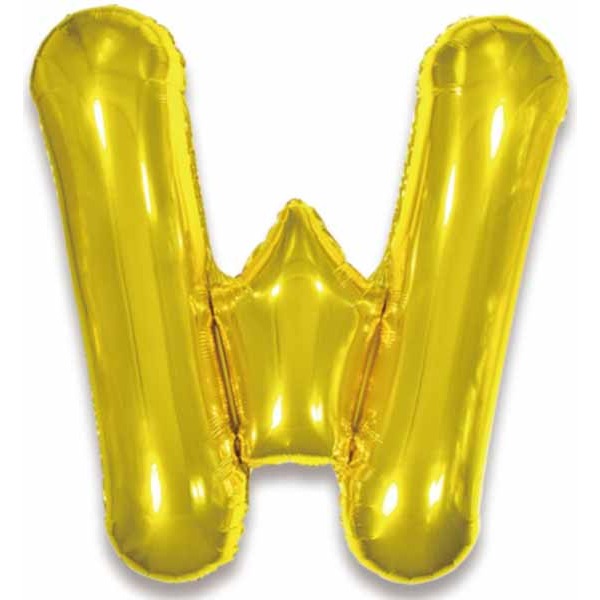 Gold Letter W Foil Balloon, 34 Inch