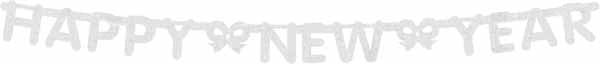 Silver Glitter Print Happy New Year Banner, 5 ft