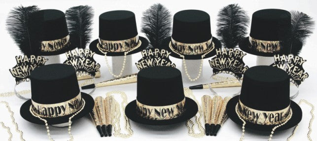 Gold Glitz New Year's Party Kit for 50 Guests
