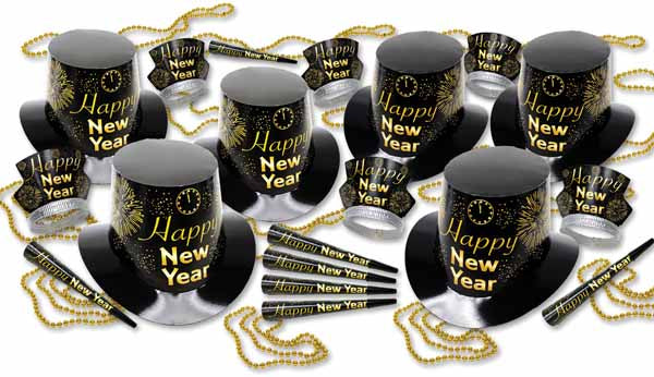 Gold Fireburst New Year's Eve Party Kit for 50