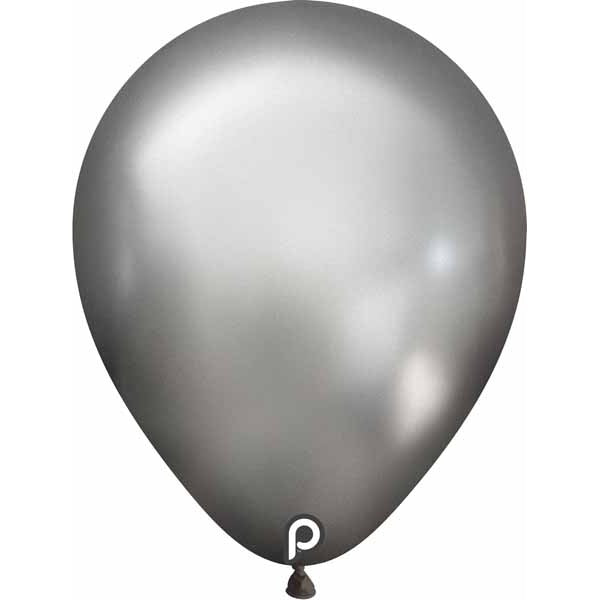 Prima Glam Silver 5" Round Latex Balloons, 100 Count