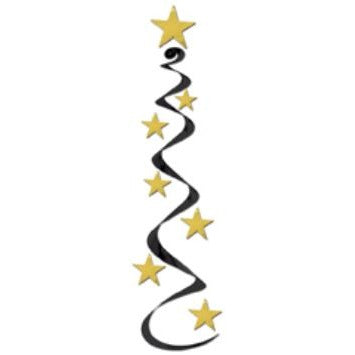 STAR SWIRLS (3 PK) BLACK AND GOLD 30"