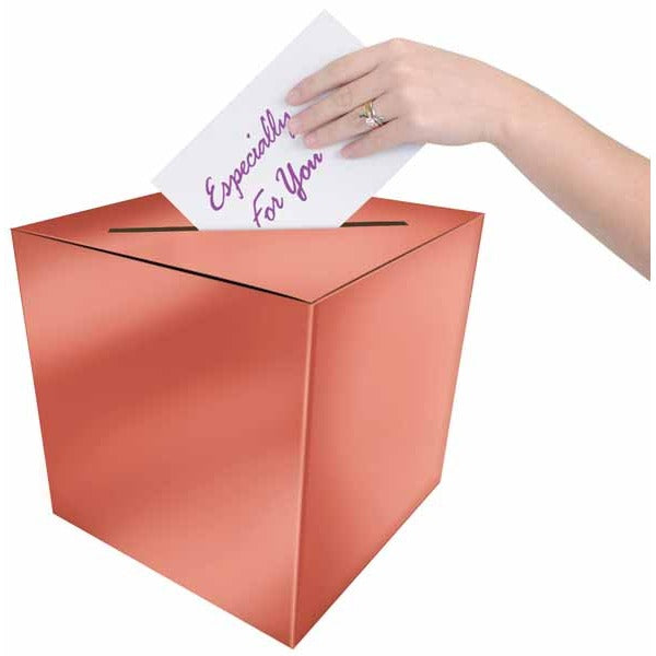 Rose Gold Foil Card Box, 9 x 9 Inches