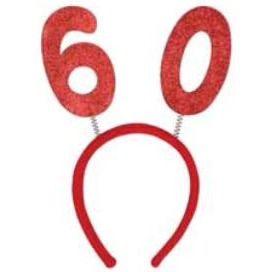 Red Glittered 60th Birthday Bopper Headband