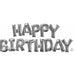 Silver Happy Birthday Block Letter Balloon Phrase