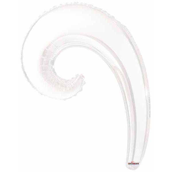 14" White Kurly Wave Foil Balloon