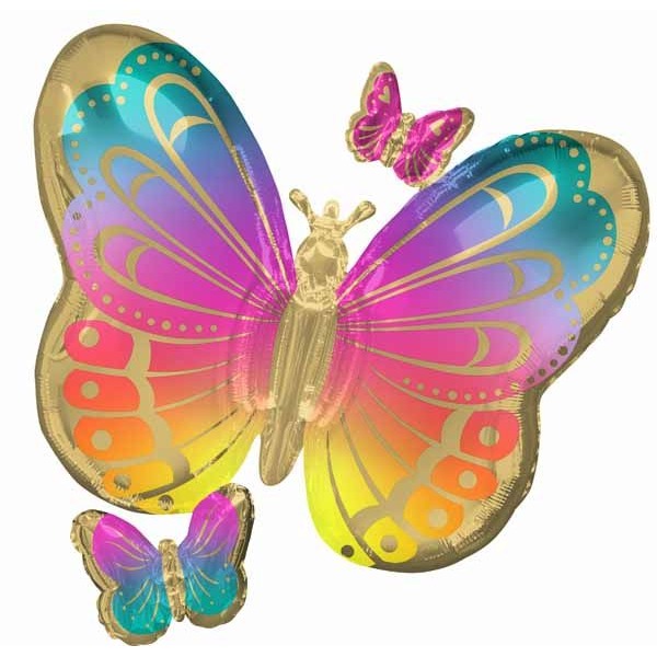 Colorful Butterflies 29-Inch Shaped Foil Balloon