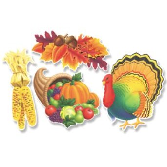 14-Inch Thanksgiving Cutouts, 4-Pack