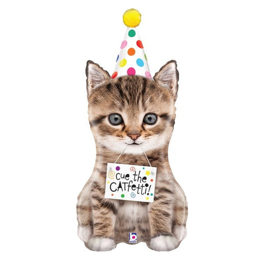 Cue the Cat Fetti 41-Inch Cat-Themed Foil Balloon