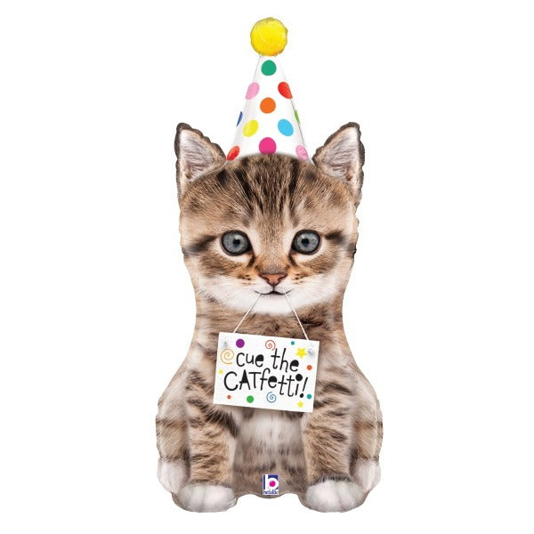 Cue the Cat Fetti 41-Inch Cat-Themed Foil Balloon