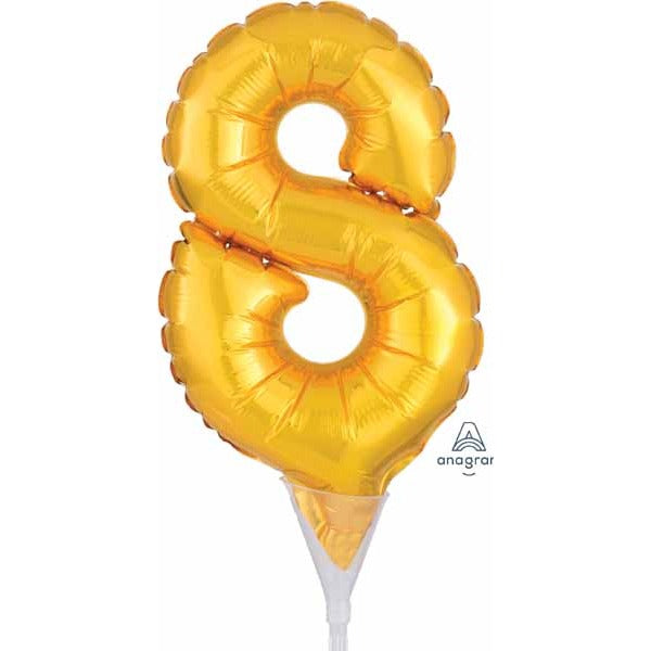 Gold Number 8 Cake Pick, 6 Inch