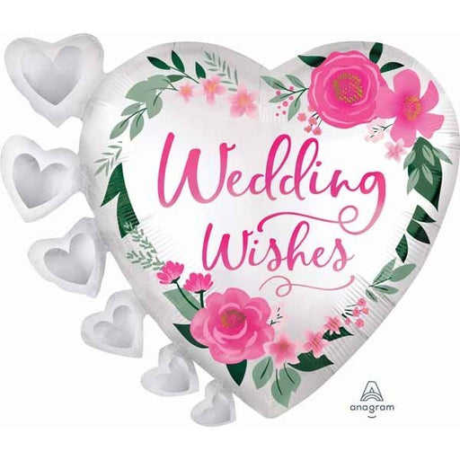 Wedding Wishes Satin 24-Inch Shaped Foil Balloon