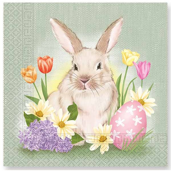 Bunny Flowers 3-Ply Easter Luncheon Napkins, 20 Pack