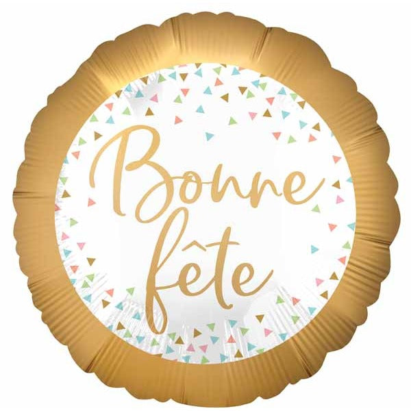 Bonne Fête Confetti 18-Inch Round Foil Balloon