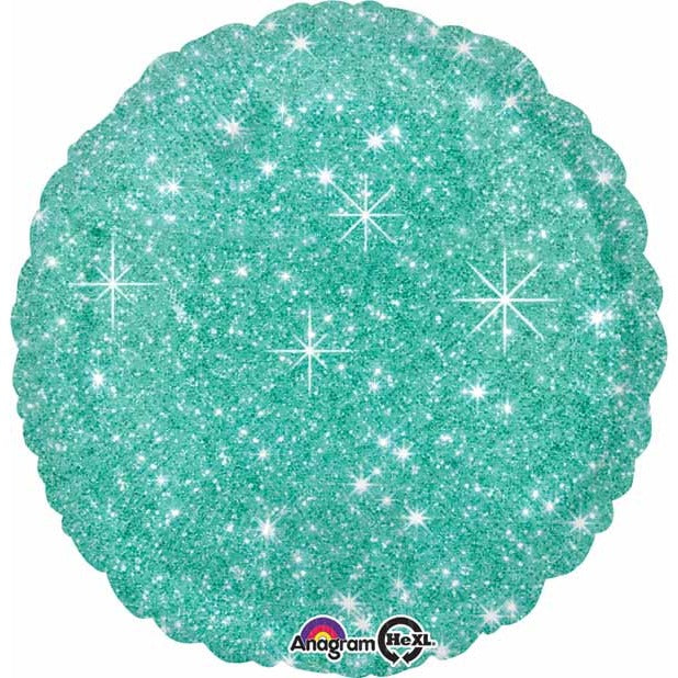 18-Inch Faux Sparkle Green Round Foil Balloon