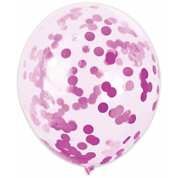 12-Inch Fuchsia Confetti Print Latex Balloons, 4 Pack