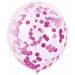 12-Inch Fuchsia Confetti Print Latex Balloons, 4 Pack