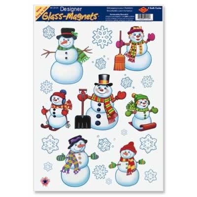 Snowmen & Snowflake Window Clings, 16 per Sheet