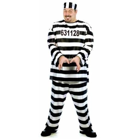 Men's Plus Size Jailbird Convict Costume