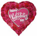 Happy V-Day Roses Heart Foil Balloon, 18 Inch