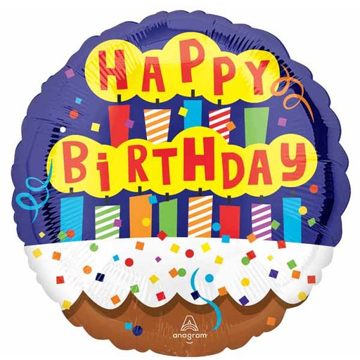 Happy Birthday Candles 18-Inch Round Foil Balloon