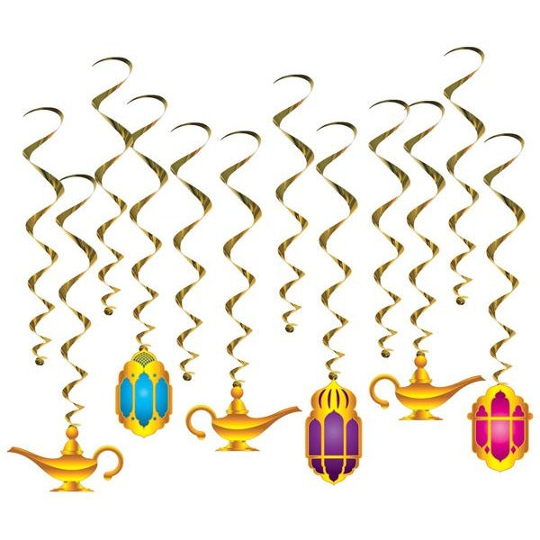 Lantern & Lamp Hanging Whirl Decorations, 12 Pack