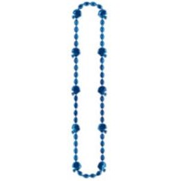 Blue Football Bead Necklace, 36 Inches