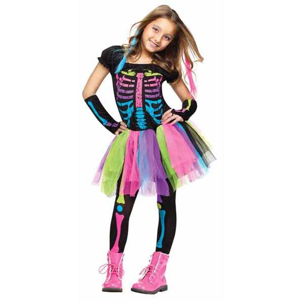 Funky Punk Skeleton Girls' Costume, Size 8/10