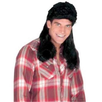 Black Super Mullet Costume Wig