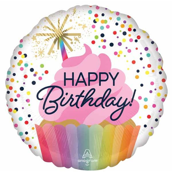 Happy Birthday Confetti Sprinkles 18-Inch Round Foil Balloon