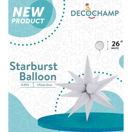 DecoChamp White Starburst Foil Balloon, 26 Inch