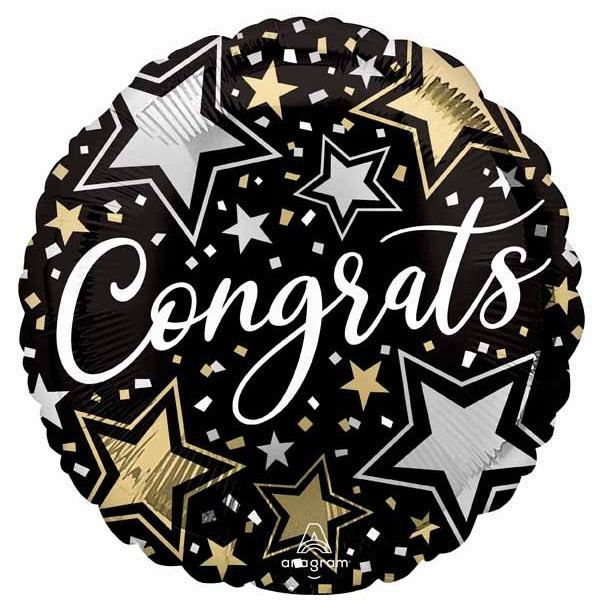 Congrats Stars 18-Inch Round Foil Balloon
