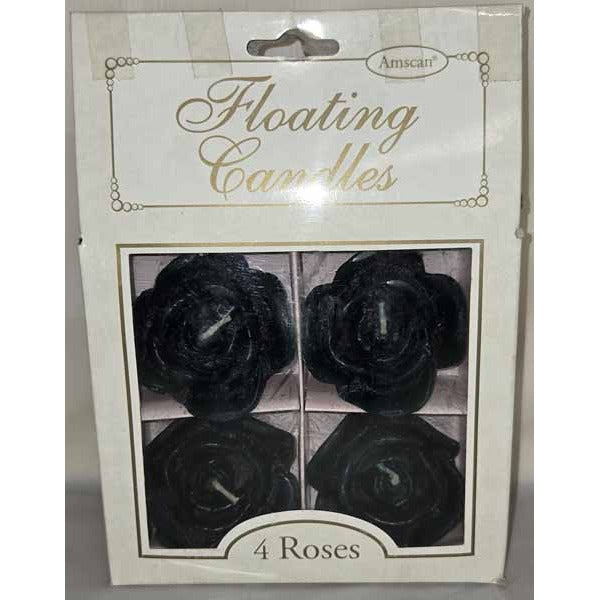 Hunter Green Flower Floating Candles, 4 Pack
