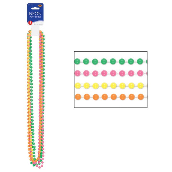 Neon Party Beads, 6 Pack
