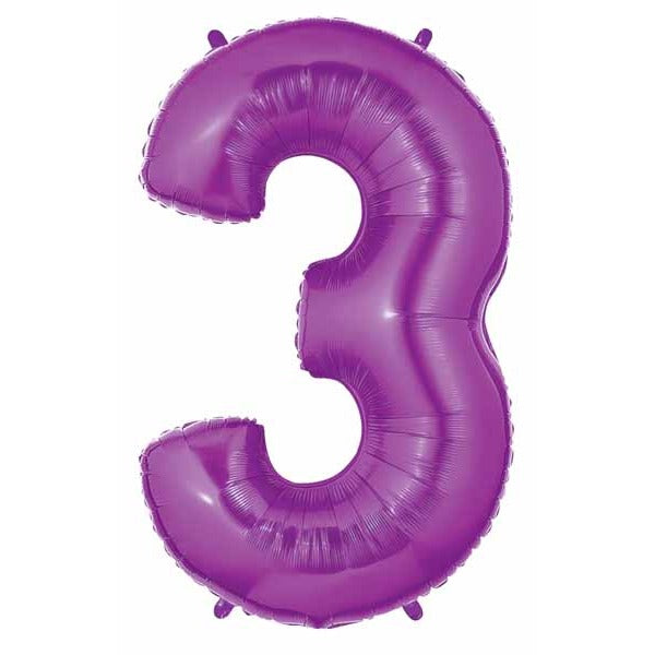 Megaloon Purple Number 3 Balloon, 40 Inch