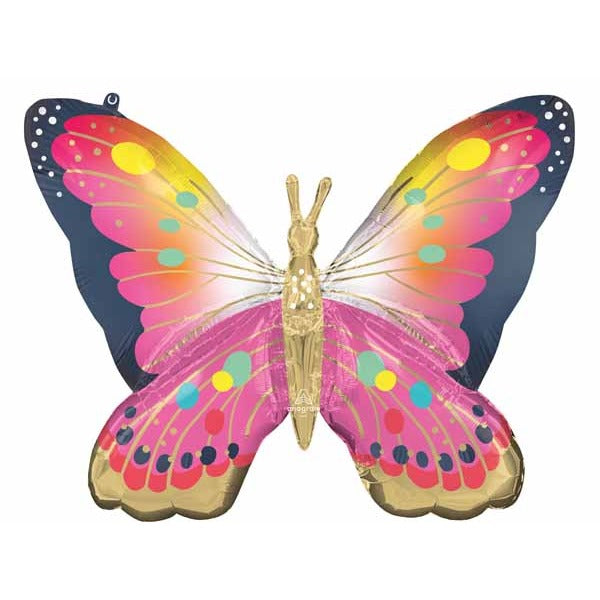 Vibrant Pink Butterfly 30-Inch Foil Balloon