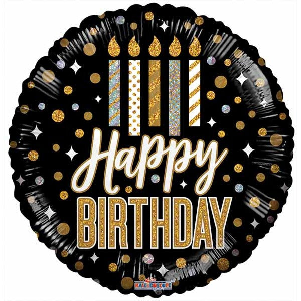 Birthday Candles & Dots 9-Inch Holographic Foil Balloon