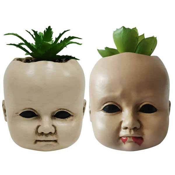 Doll Head Succulent Halloween Decoration, 4.5 Inch