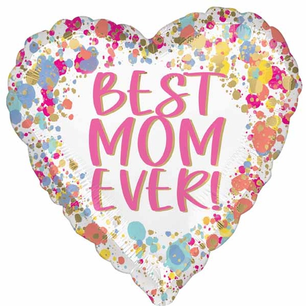 Best Mom Ever Painted Heart Foil Balloon, 18 Inch