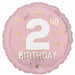 Little Miss 2 Round Foil Birthday Balloon, 18 Inch