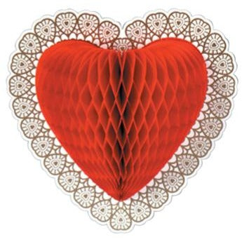 12-Inch Art-Tissue Heart Decoration, 1 Pack