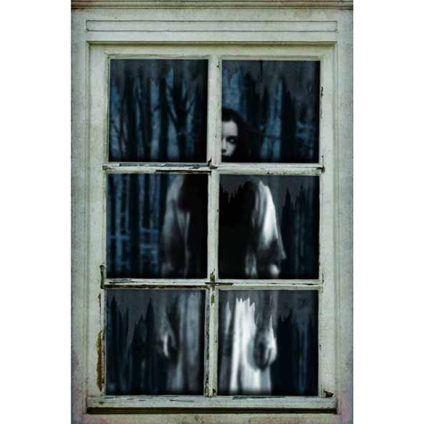 Ghostly Woman Faux Window Halloween Decoration, 47 Inches