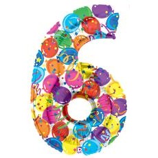 Party Megaloons Number 6 Balloon, 40 Inch