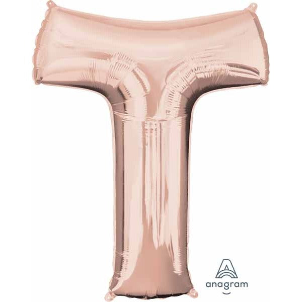 Rose Gold Letter T Balloon, 16 Inch